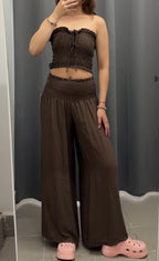 Set Coordinato Top Crop a Fascia e Pantaloni a Palazzo FGD MODA