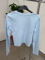 Magliettina corta a costine con scollo a V FGD MODA