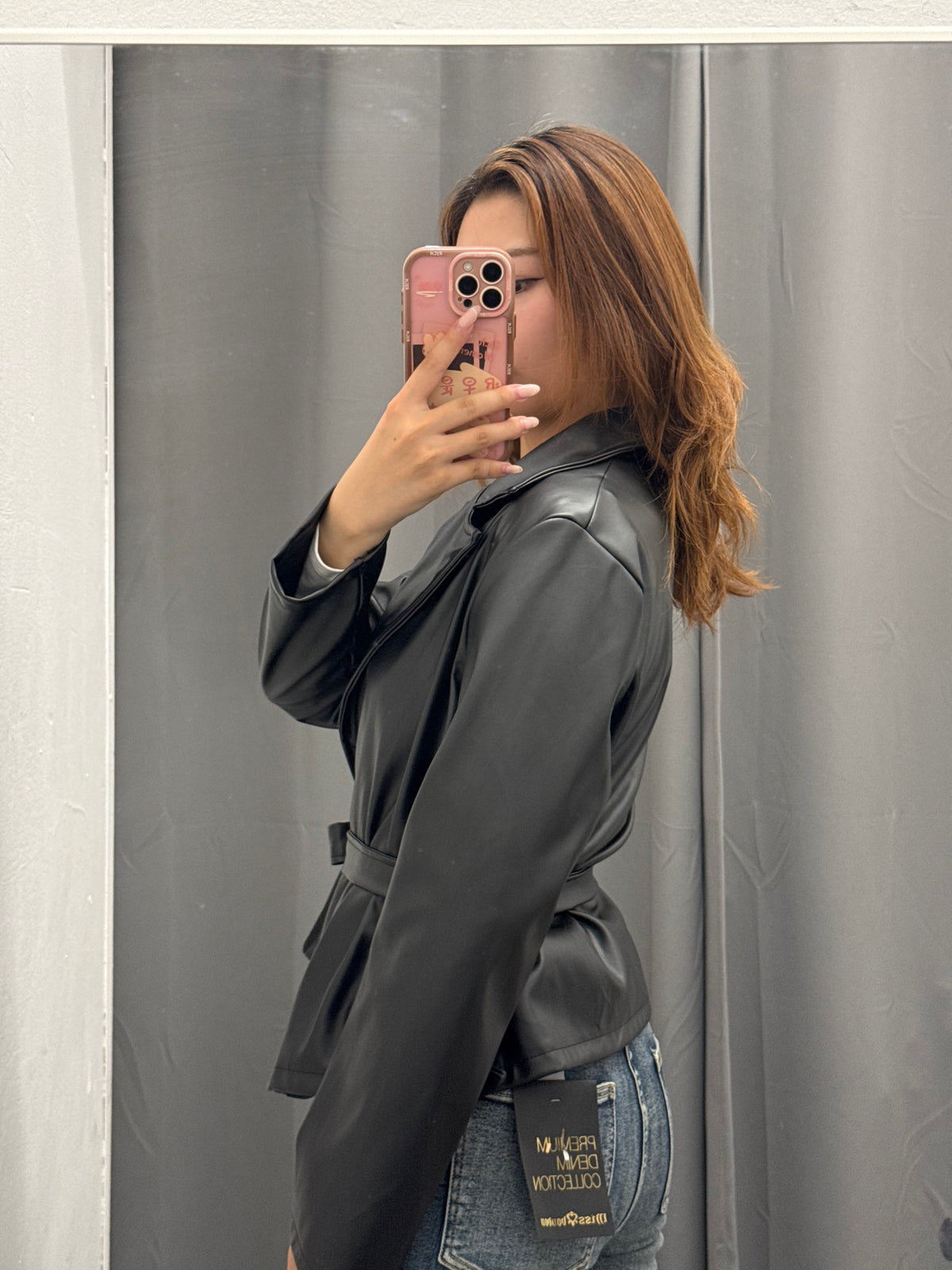 Giacca In Ecopelle Con Cinta FGD MODA