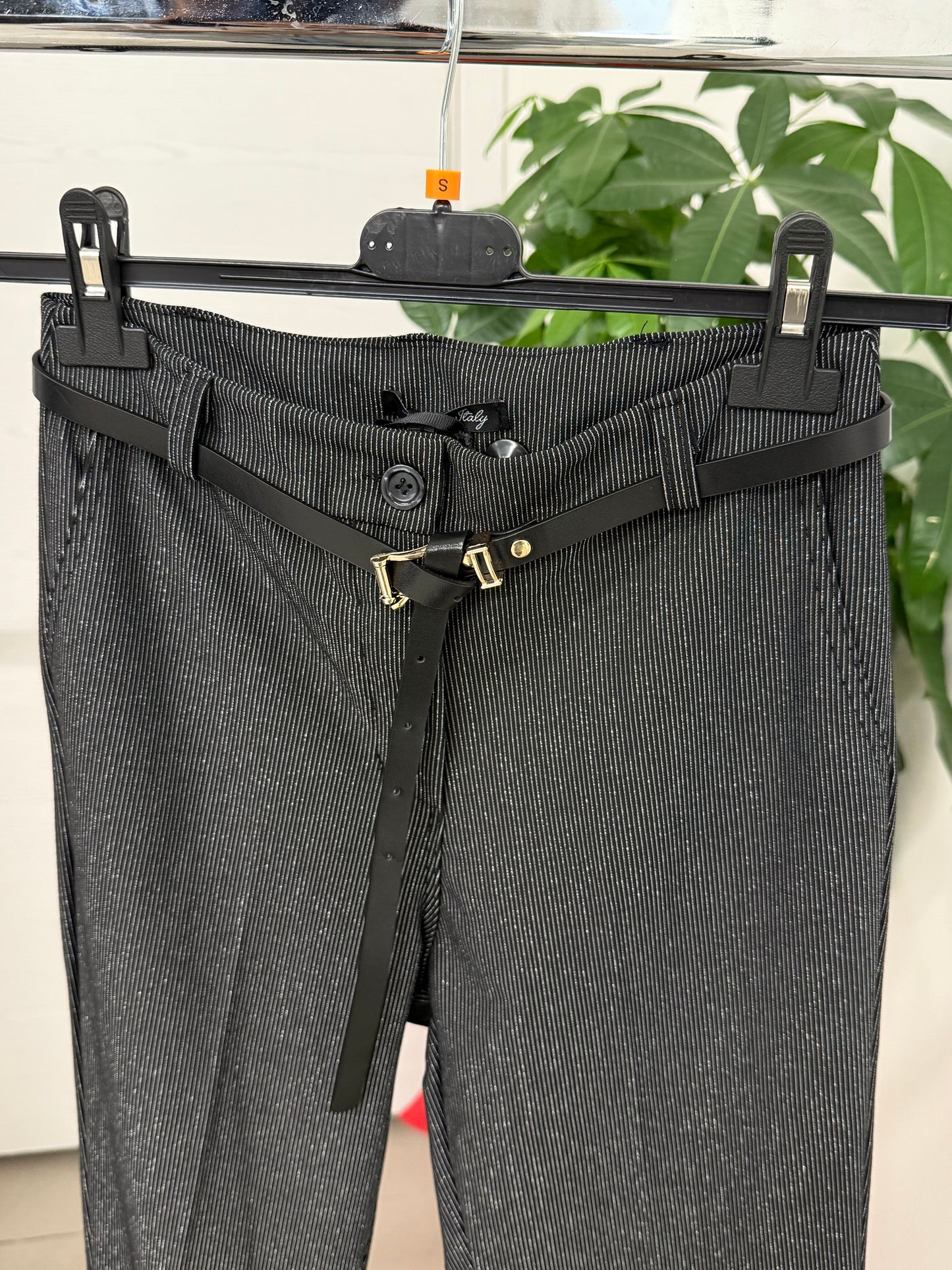 Pantaloni a campana a righe con lurex FGD MODA