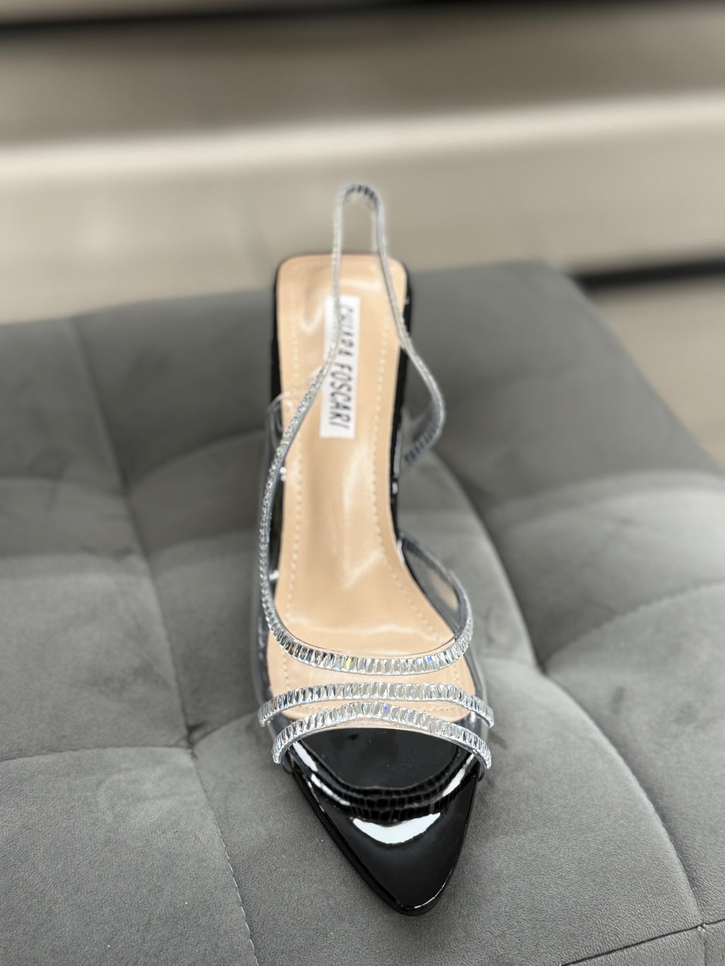 Décolleté sandalo trasparente con brillantini tacco 8cm A71-825 FGD MODA