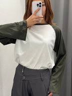 Maglietta In Cotone A Maniche Larghe Bicolore FGD MODA