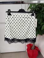 Gonna mini a pois con bordo in pizzo FGD MODA