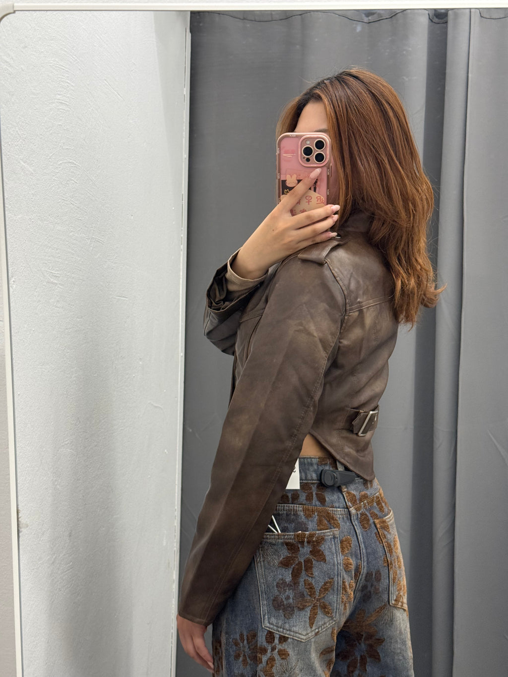 Giacca In Ecopelle Crop Effetto Vintage FGD MODA