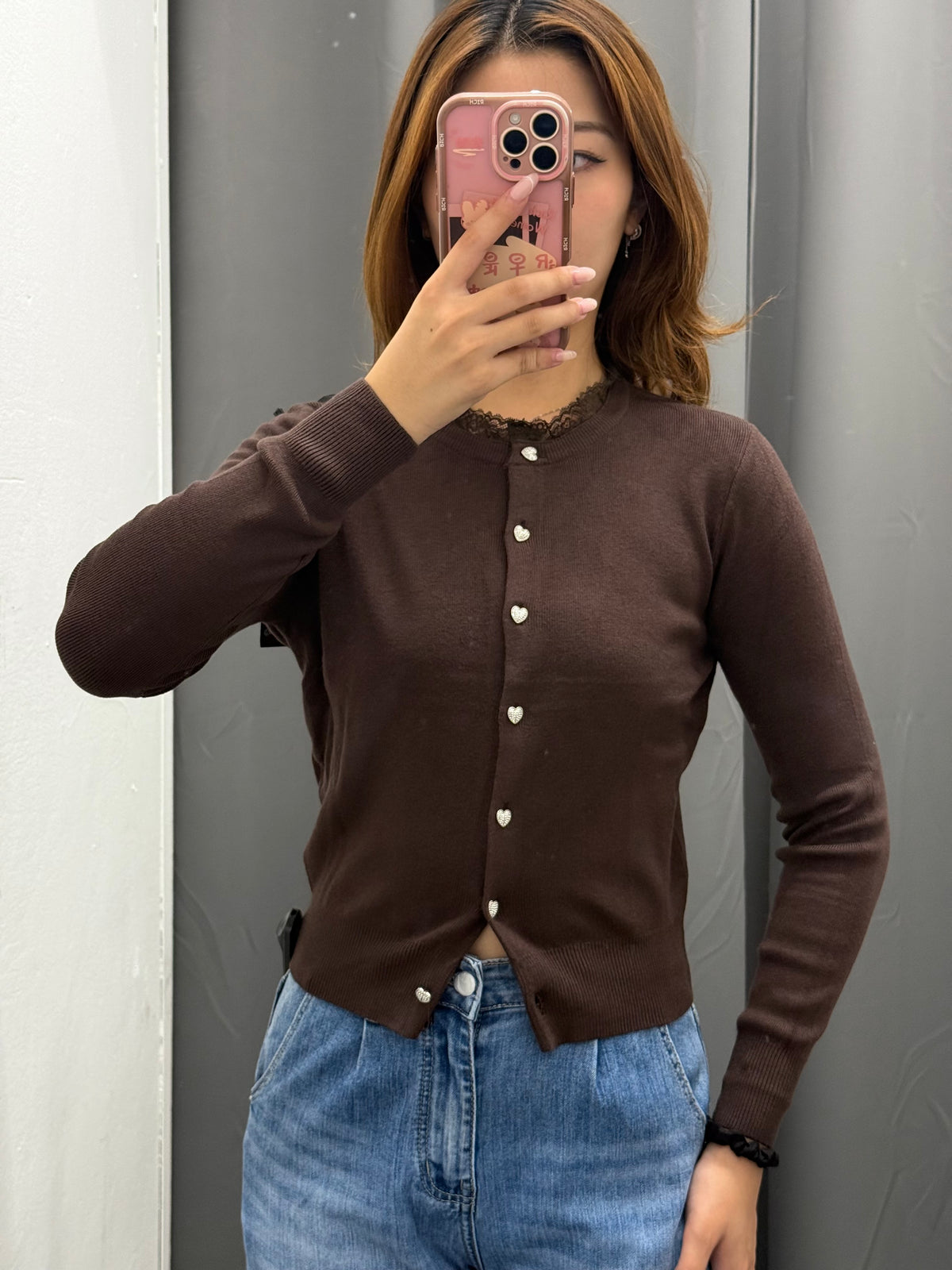 Cardigan Con Collo In Pizzo Con Bottoni FGD MODA
