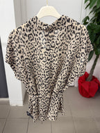 Camicia 100% cotone leopardato con cinta FGD MODA