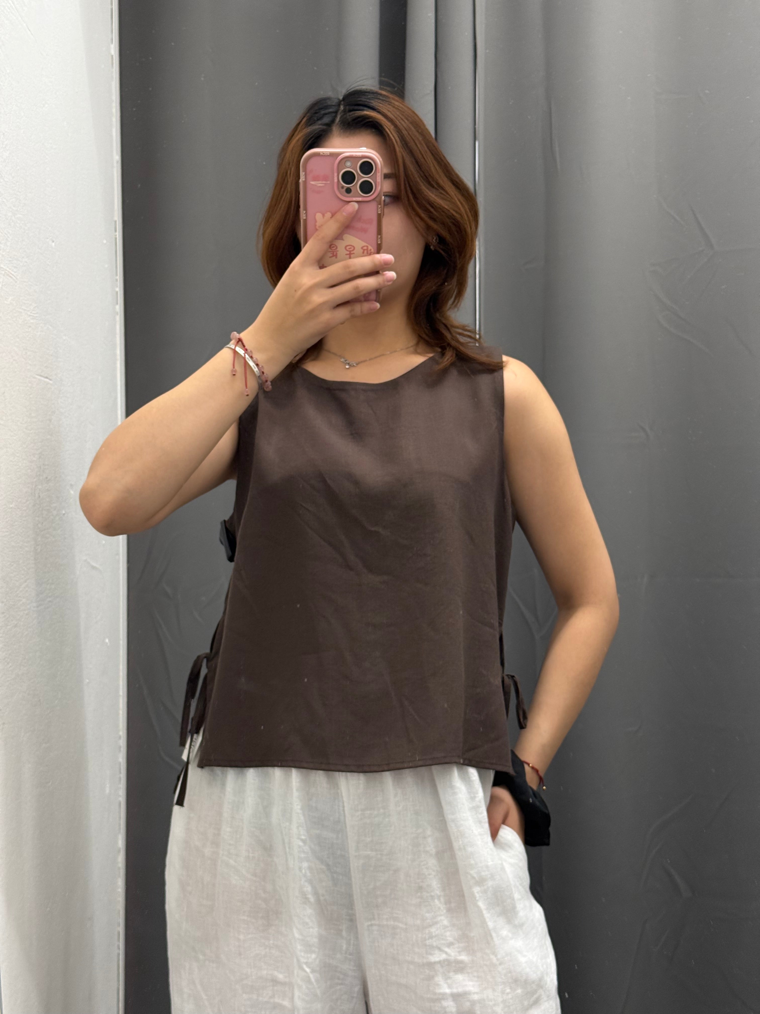 Canotta in tencel con fiocchi laterali FGD MODA