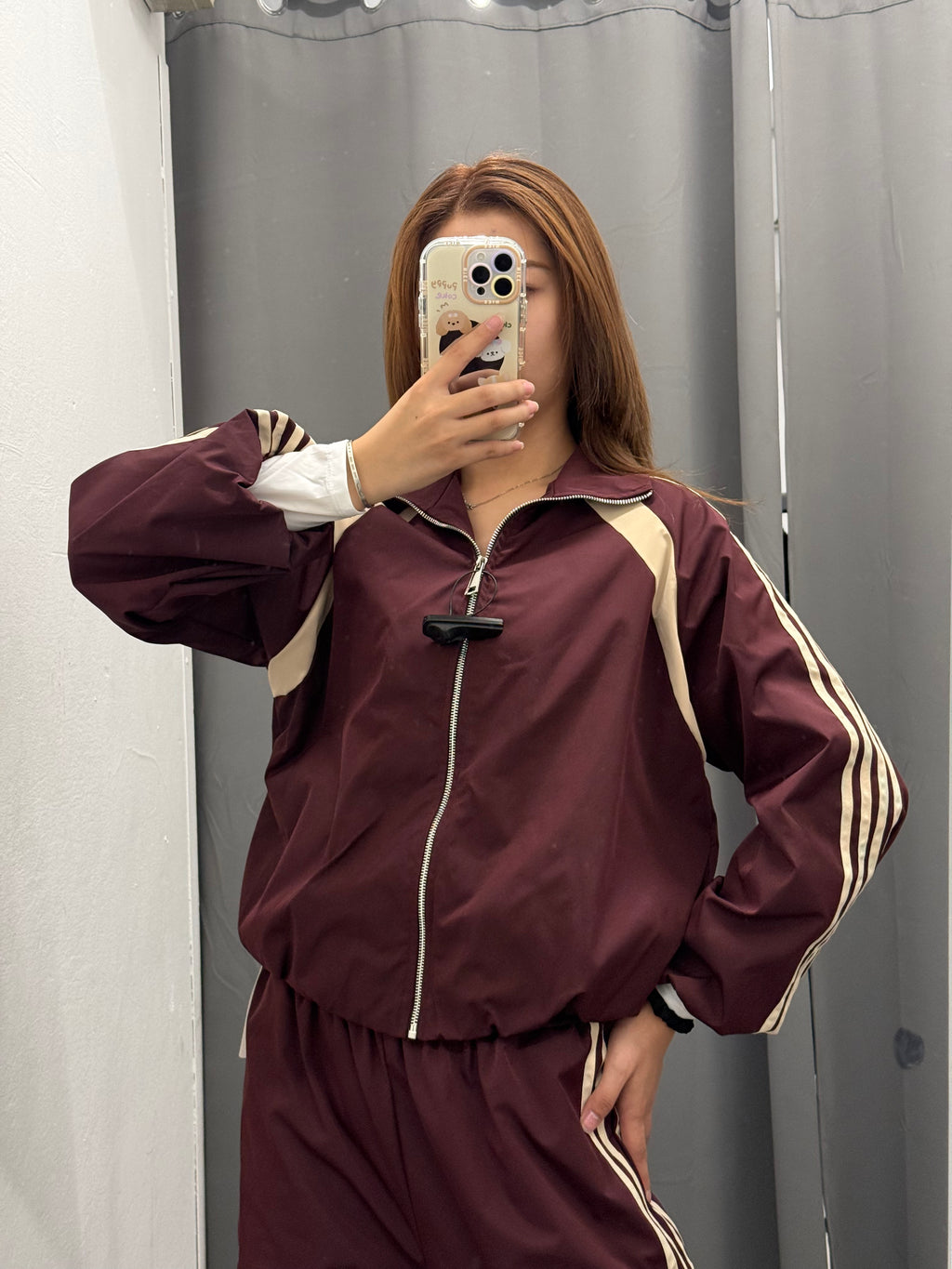 Set Coordinato Acetato Giacca E Pantaloni Con Coulisse Con Strisce Laterali FGD MODA