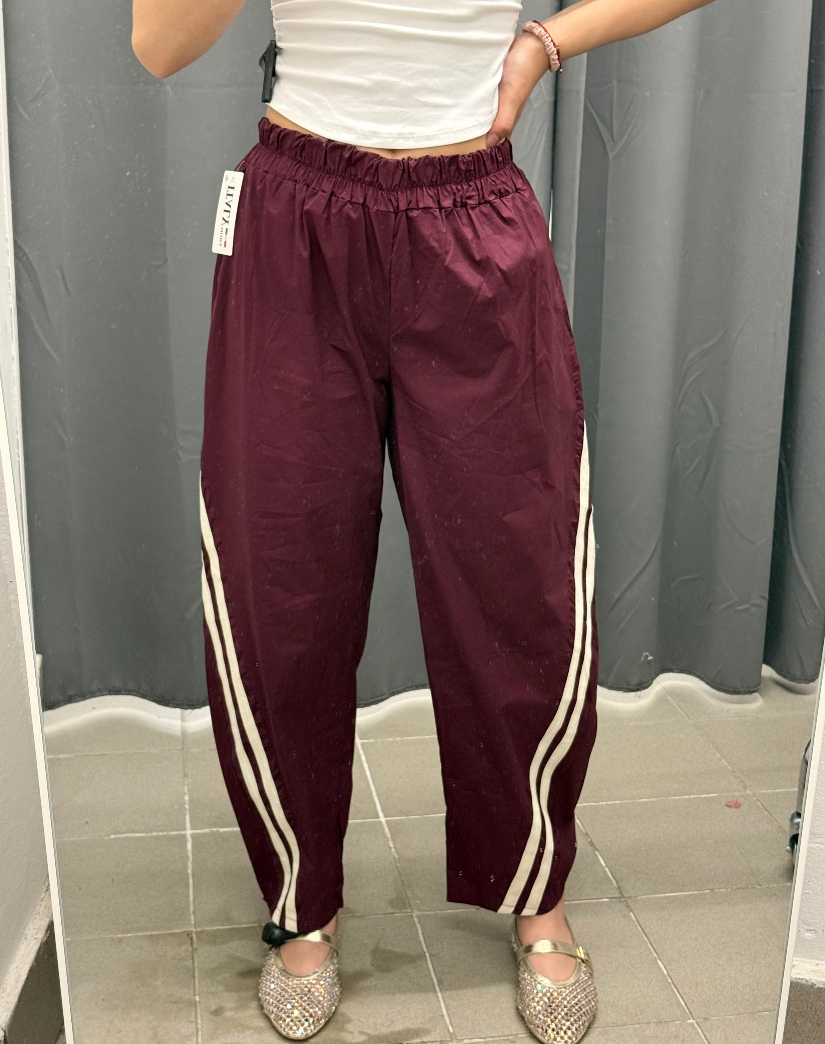 Pantaloni in cotone balloon con strisce laterali FGD MODA