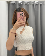 Top in pizzo con collo alla coreana FGD MODA