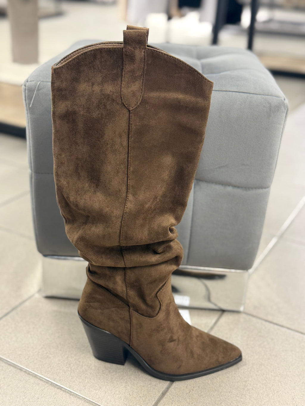 Stivali Texani In Camoscio Con Pieghe WS225 FGD MODA