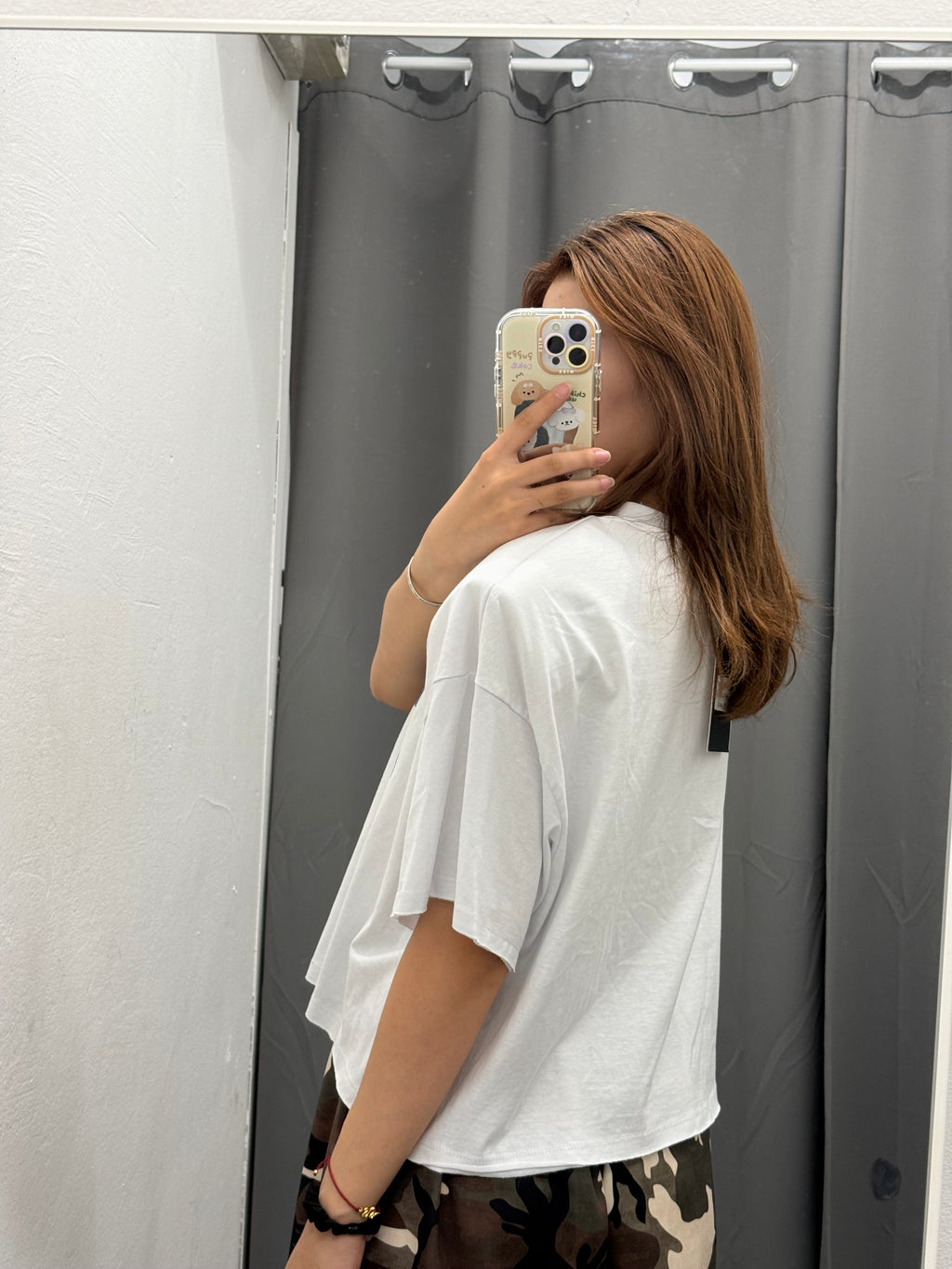 T-Shirt Crop Over Fit Con Spalle Imbottite Con Fantasia JUST WEST FGD MODA