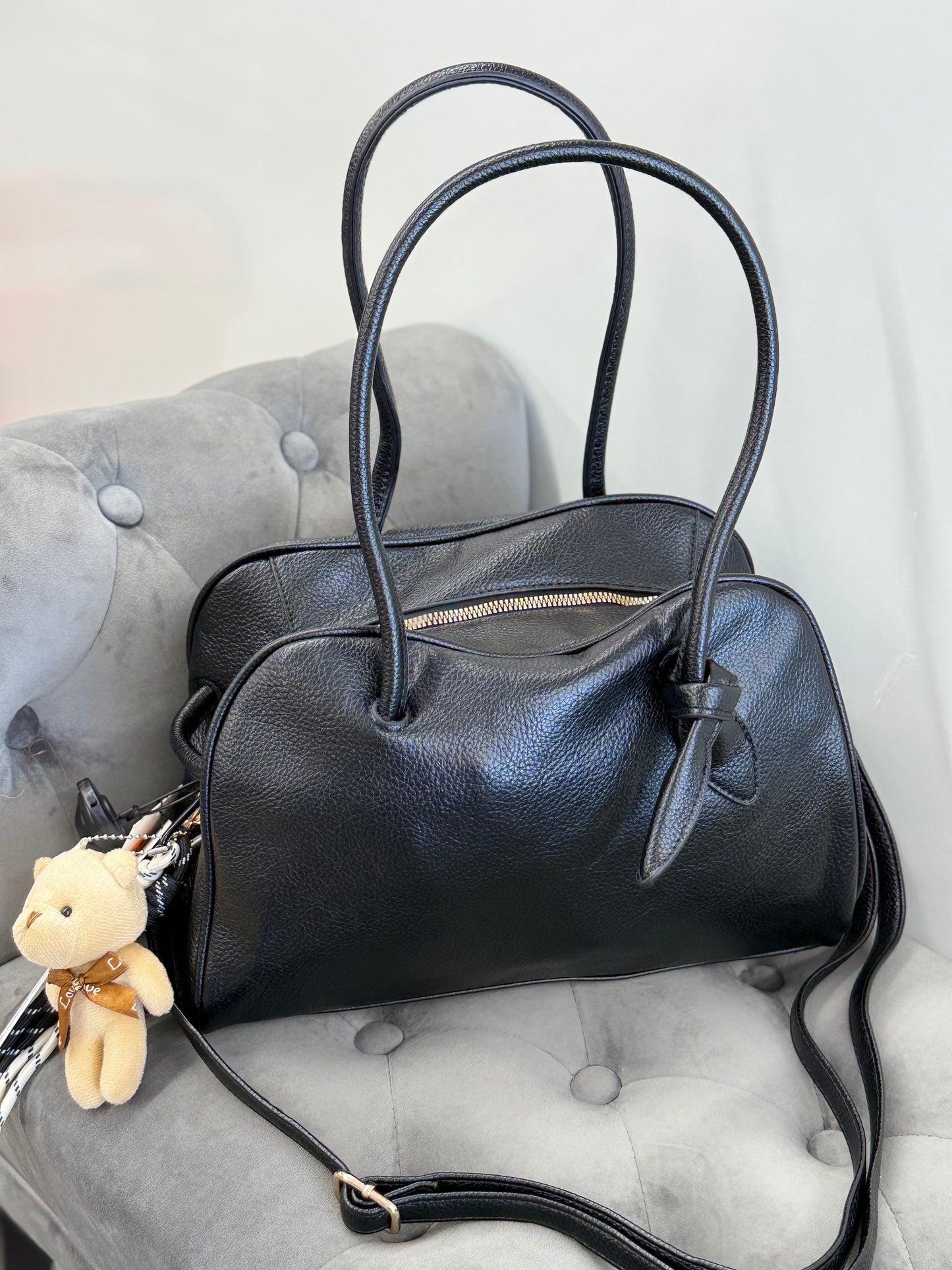 Borsa baguette con accessori e tracolla