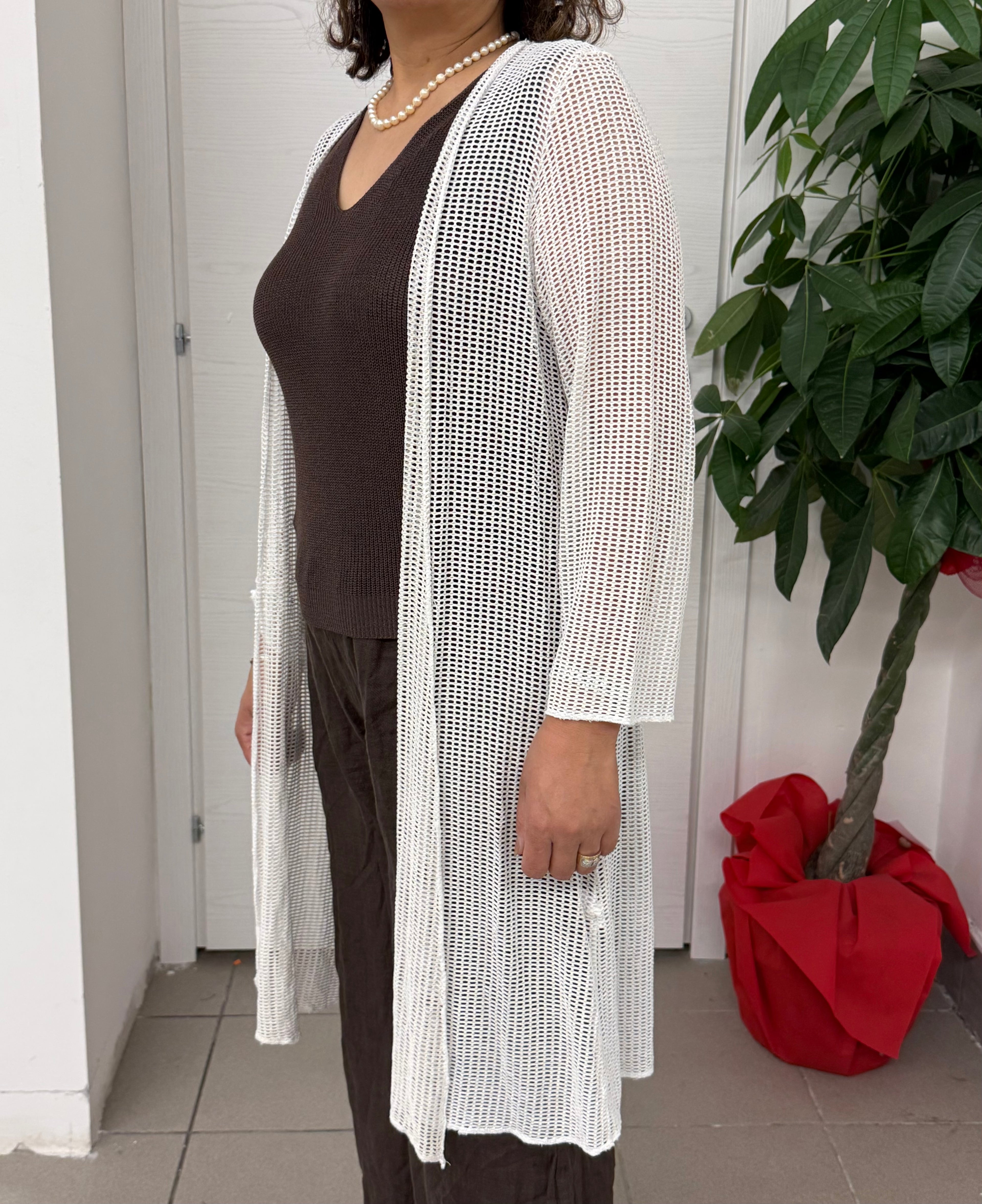 Cardigan lungo forato con lurex FGD MODA