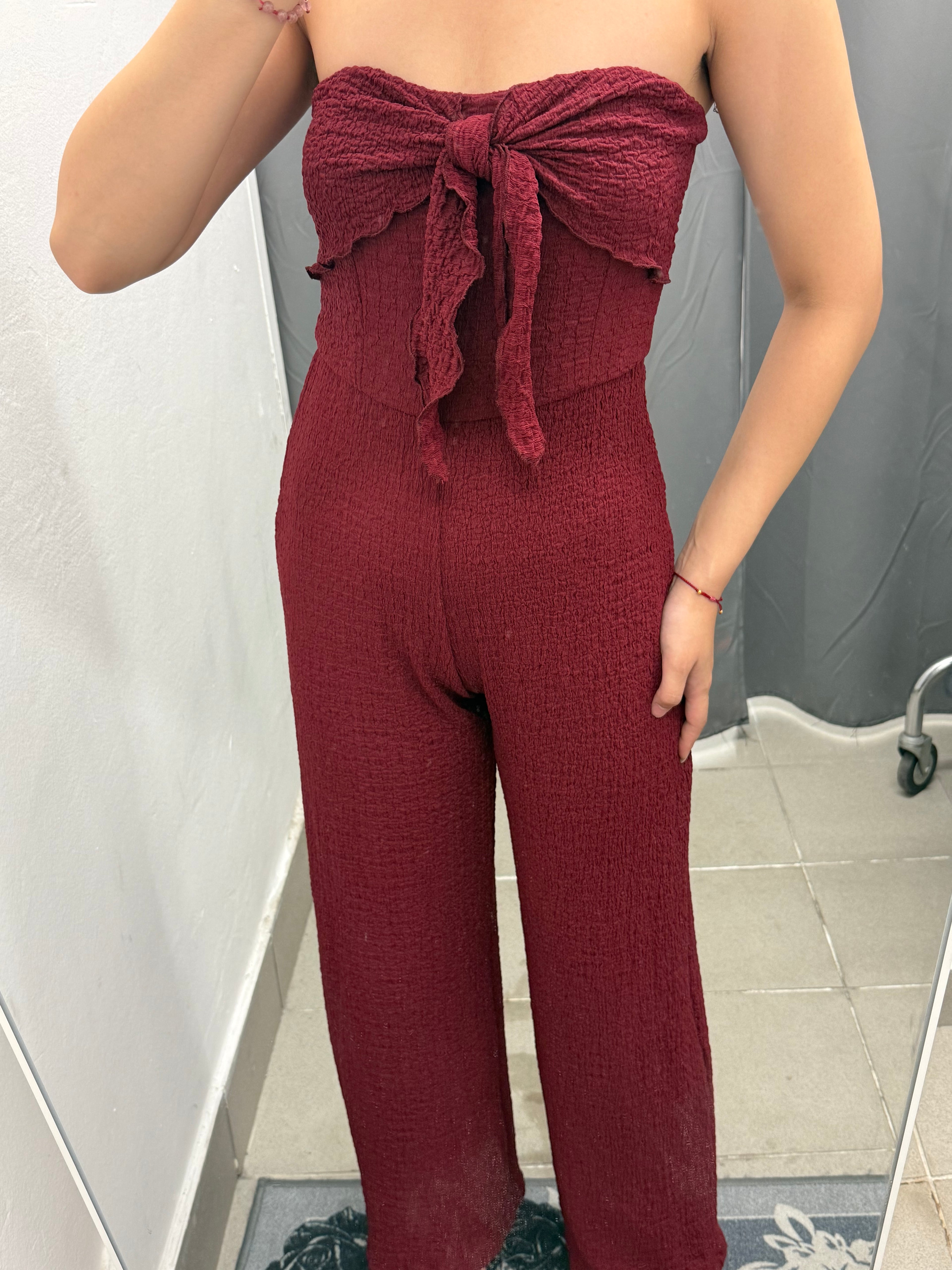 Jumpsuit a Fascia Effetto Gofrato FGD MODA