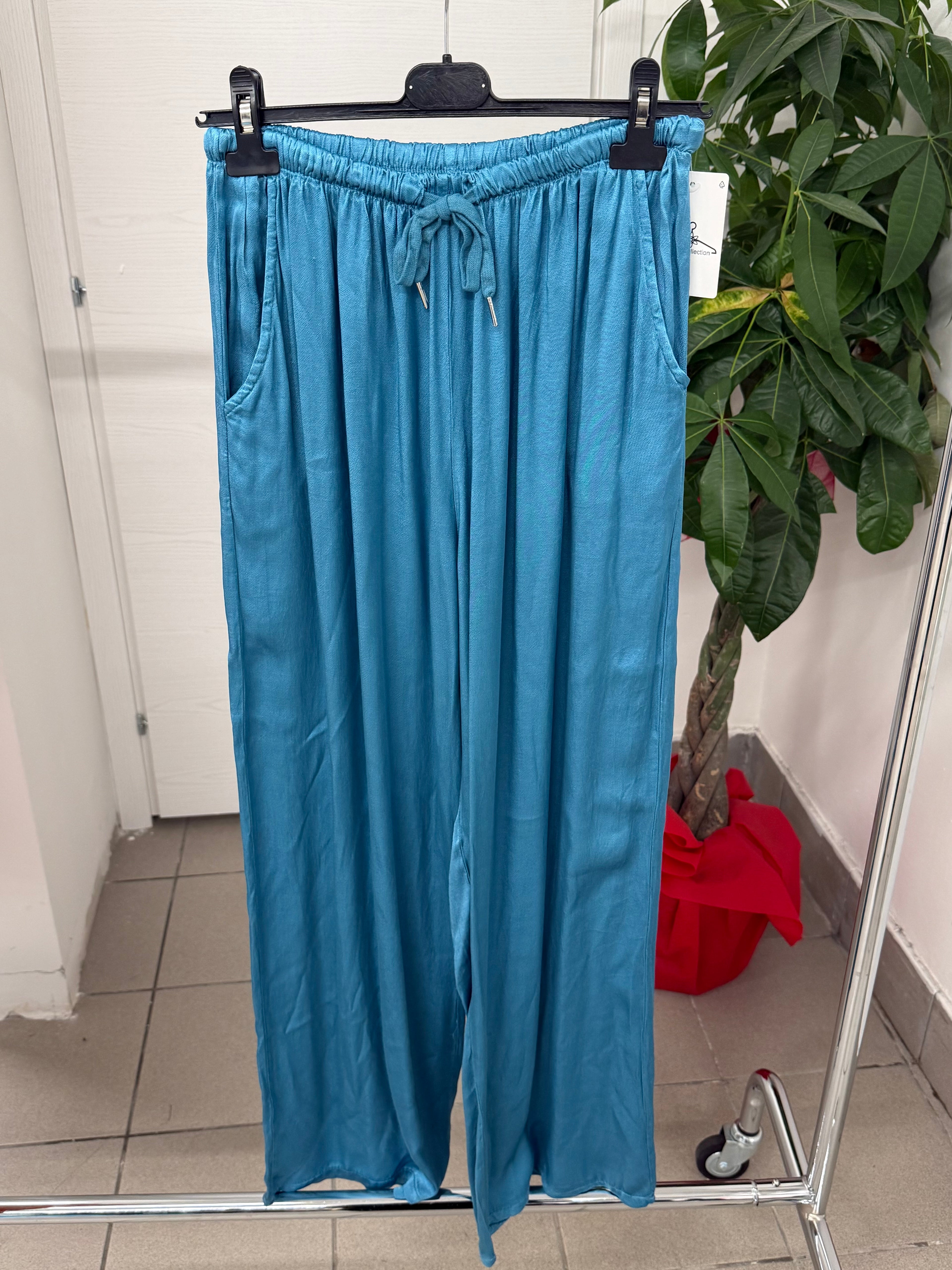 Pantaloni in raso a palazzo con tasche FGD MODA