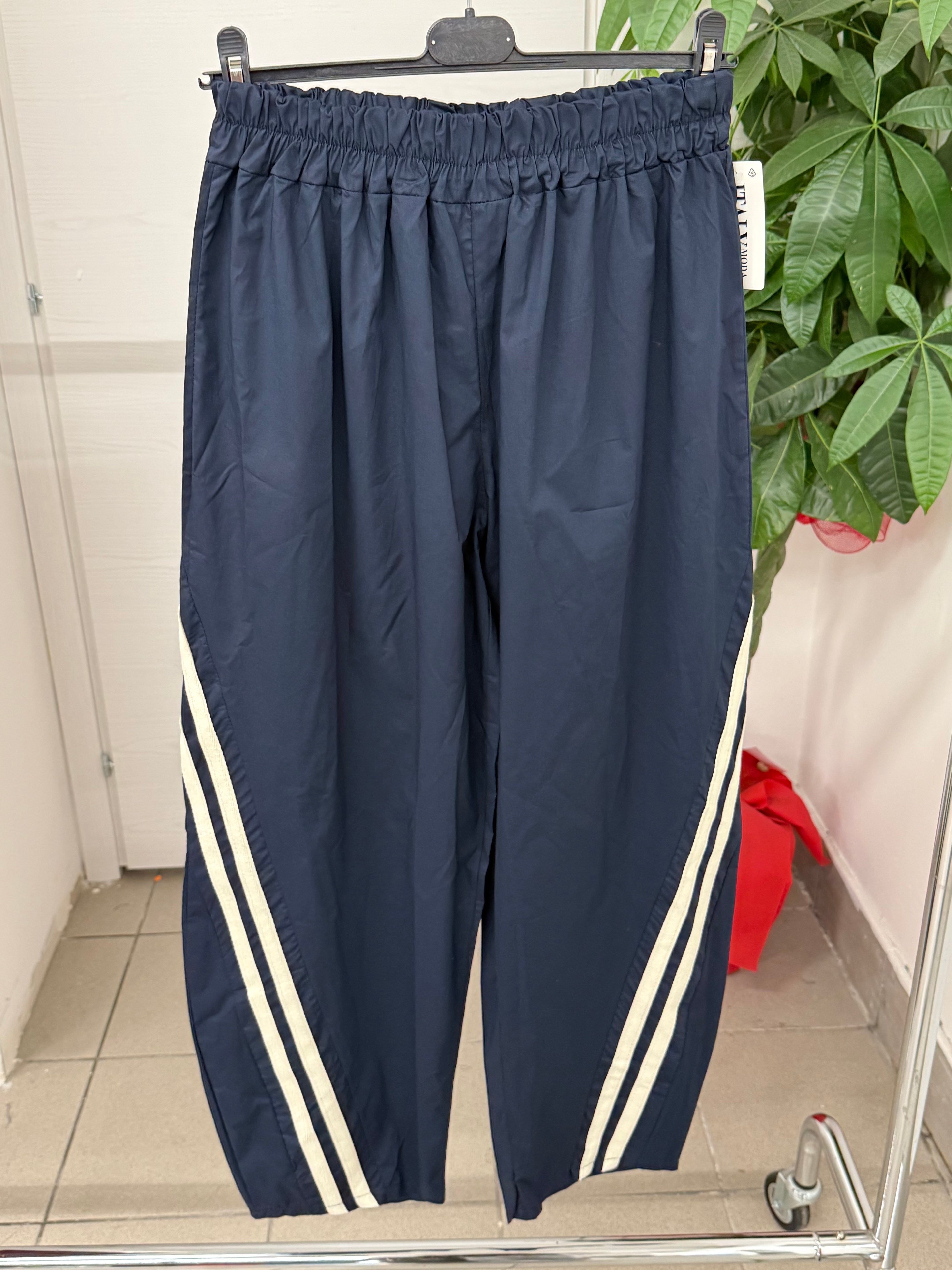 Pantaloni in cotone balloon con strisce laterali FGD MODA