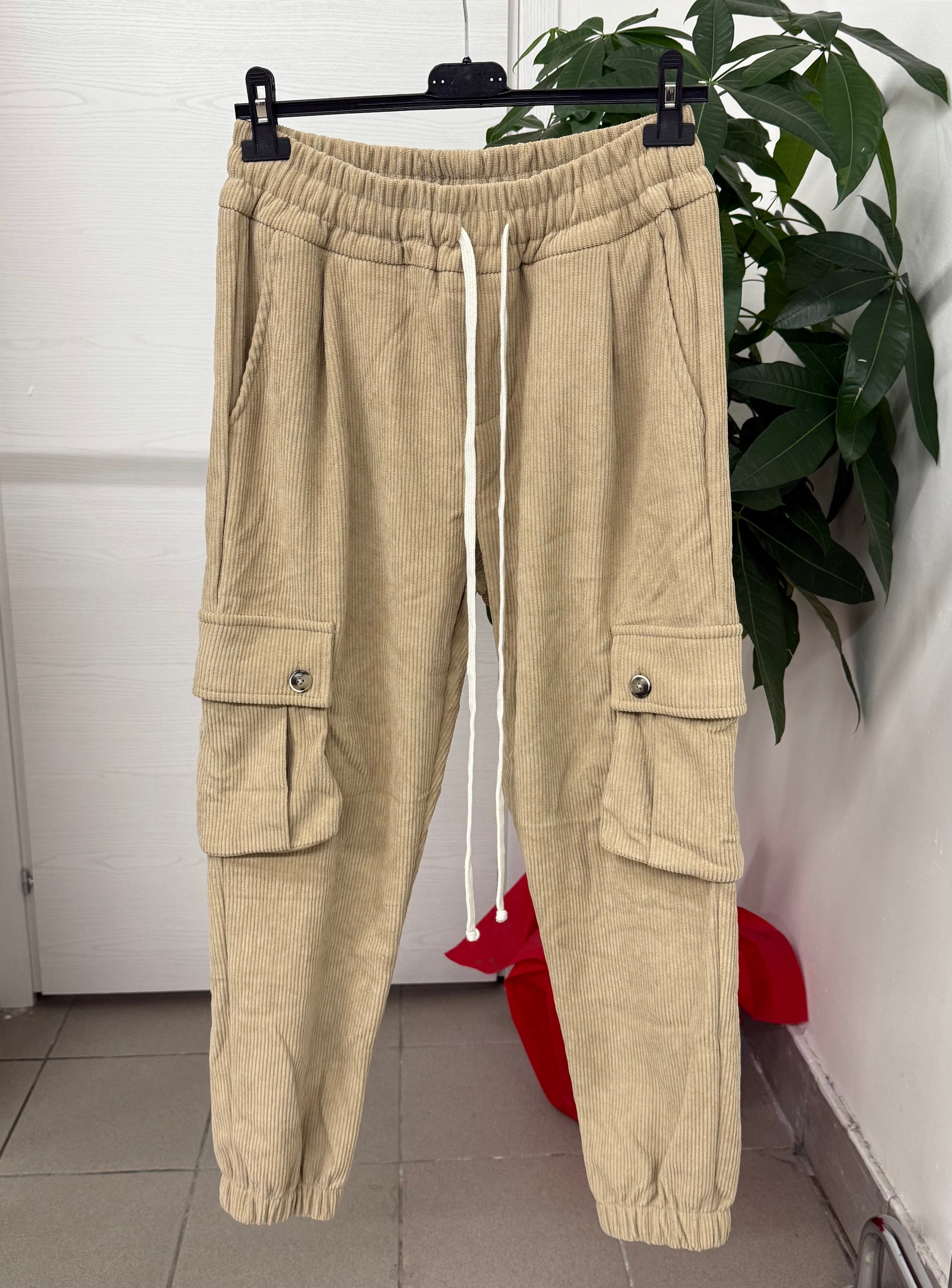 Pantaloni tuta a costine cargo Duca Homme FGD MODA