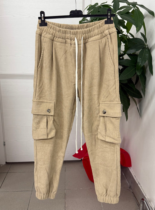 Pantaloni tuta a costine cargo Duca Homme FGD MODA