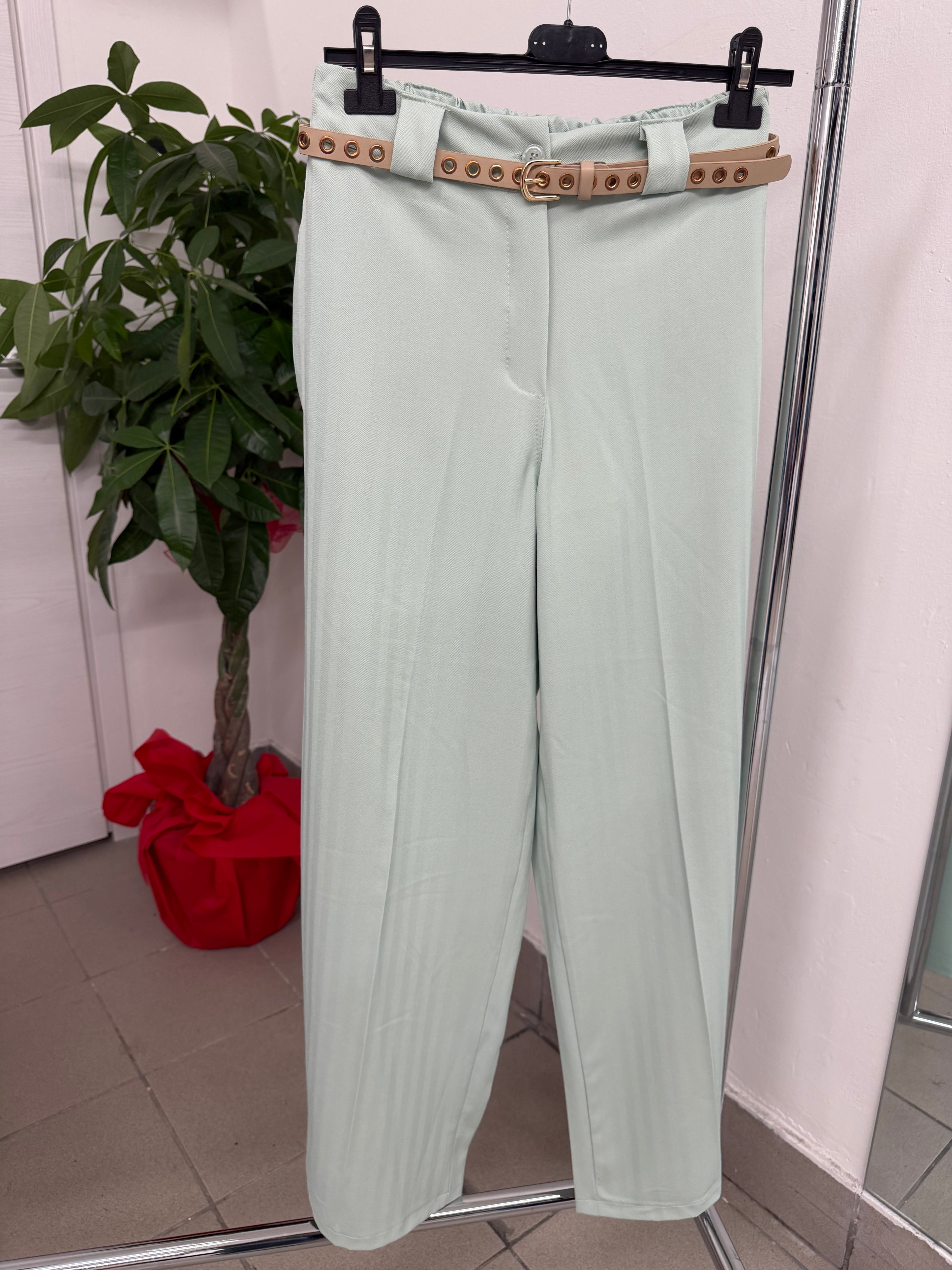 Pantalone a palazzo motivo a righe con contura FGD MODA