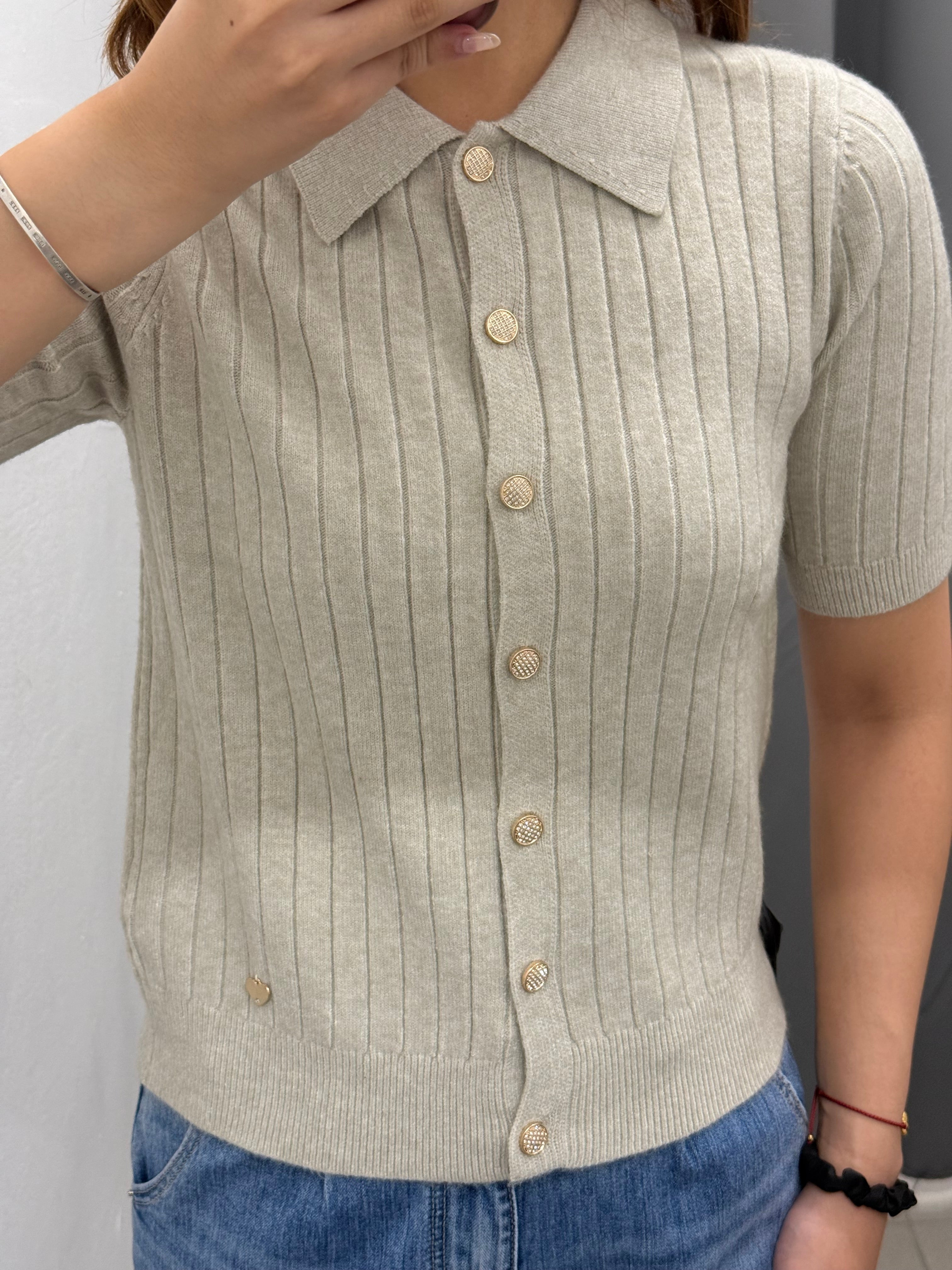 Polo Knit A Coste Larghe Con Bottoni FGD MODA