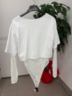 Body tinta unita con maniche in pizzo FGD MODA