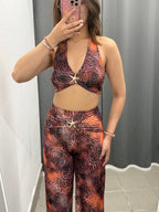 Set Coordinato Top e Pantaloni a Palazzo Animalier FGD MODA