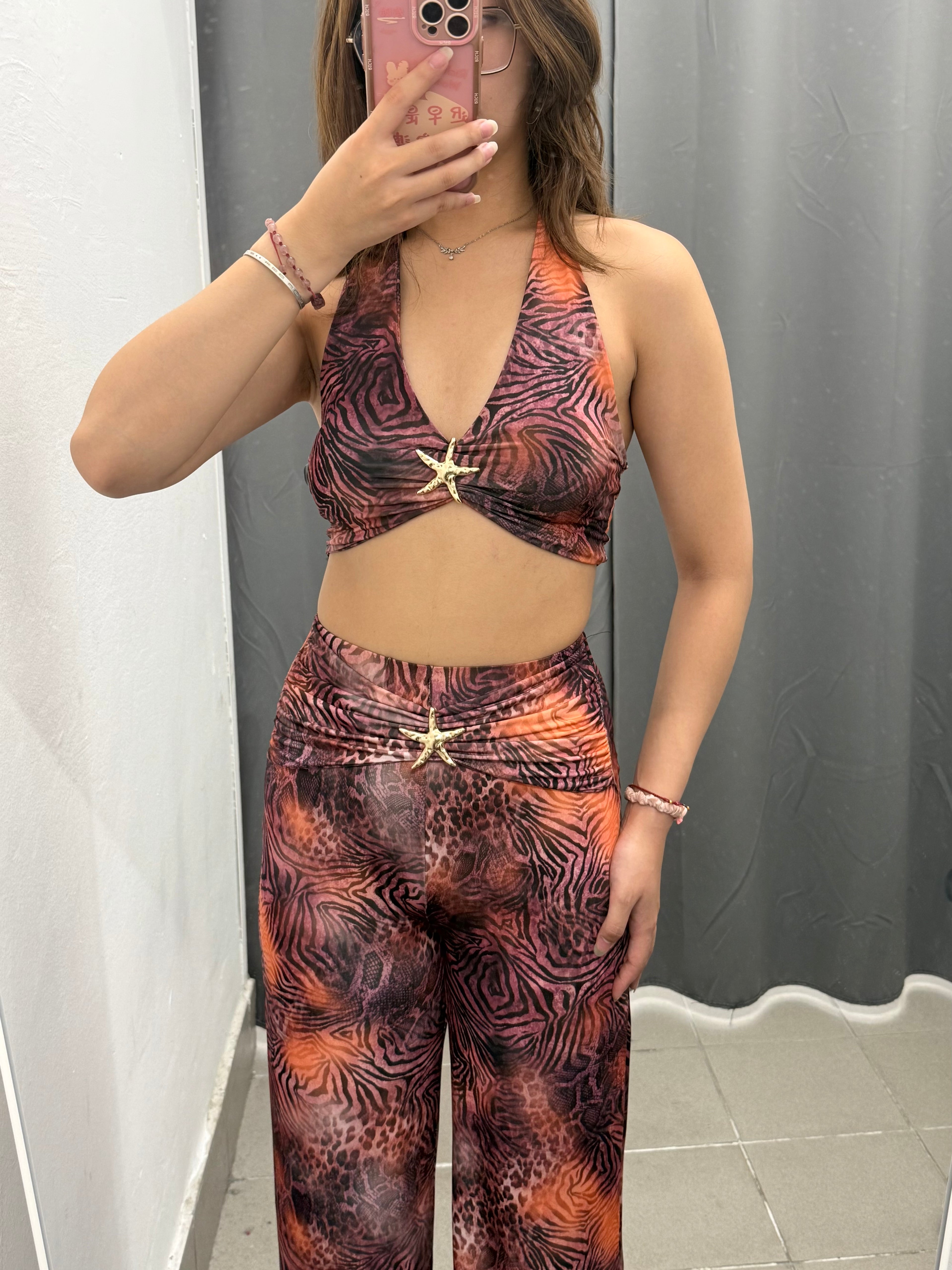 Set Coordinato Top e Pantaloni a Palazzo Animalier FGD MODA