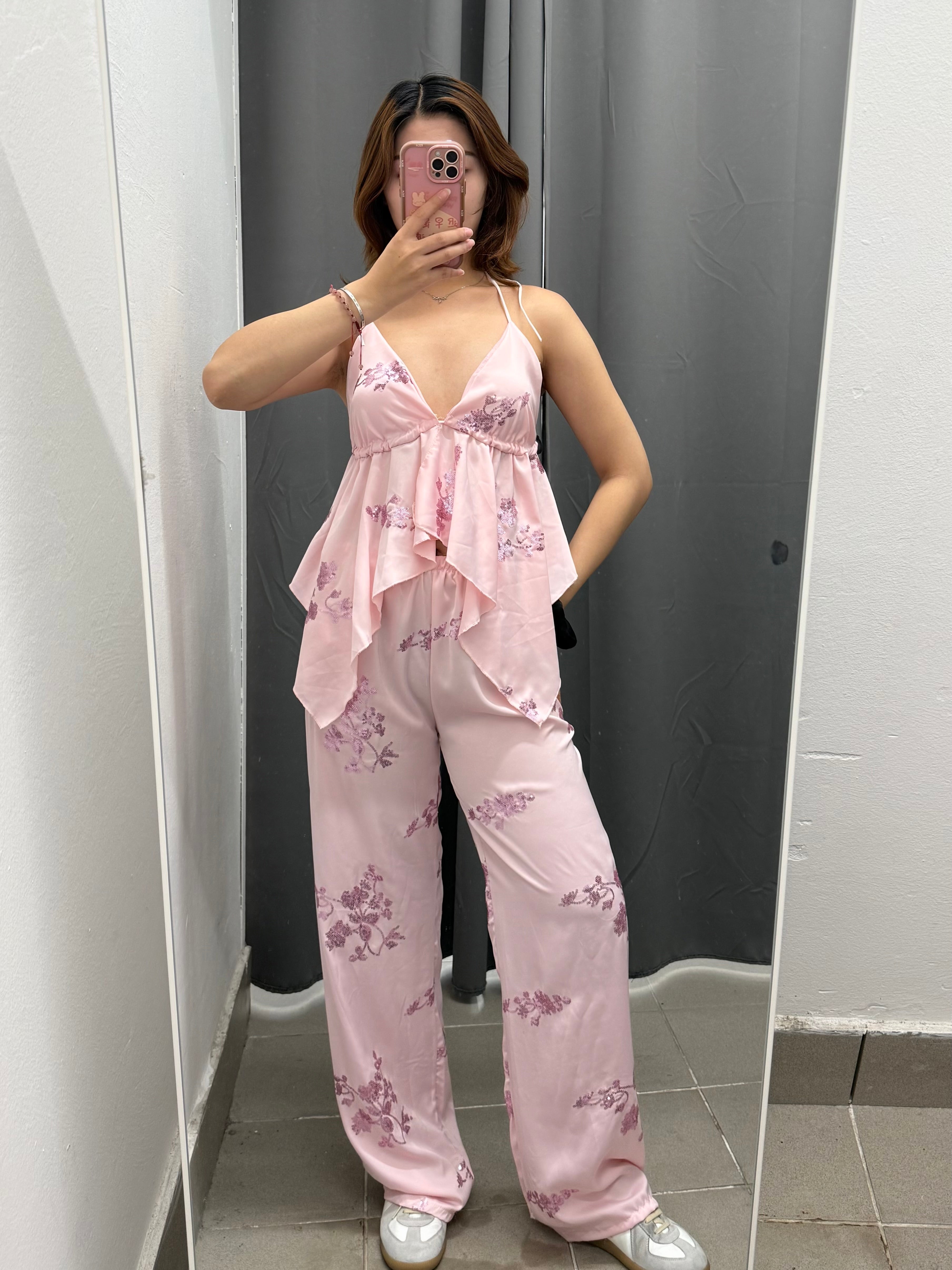 Set coordinato Top e Pantaloni a palazzo con paillettes FGD MODA