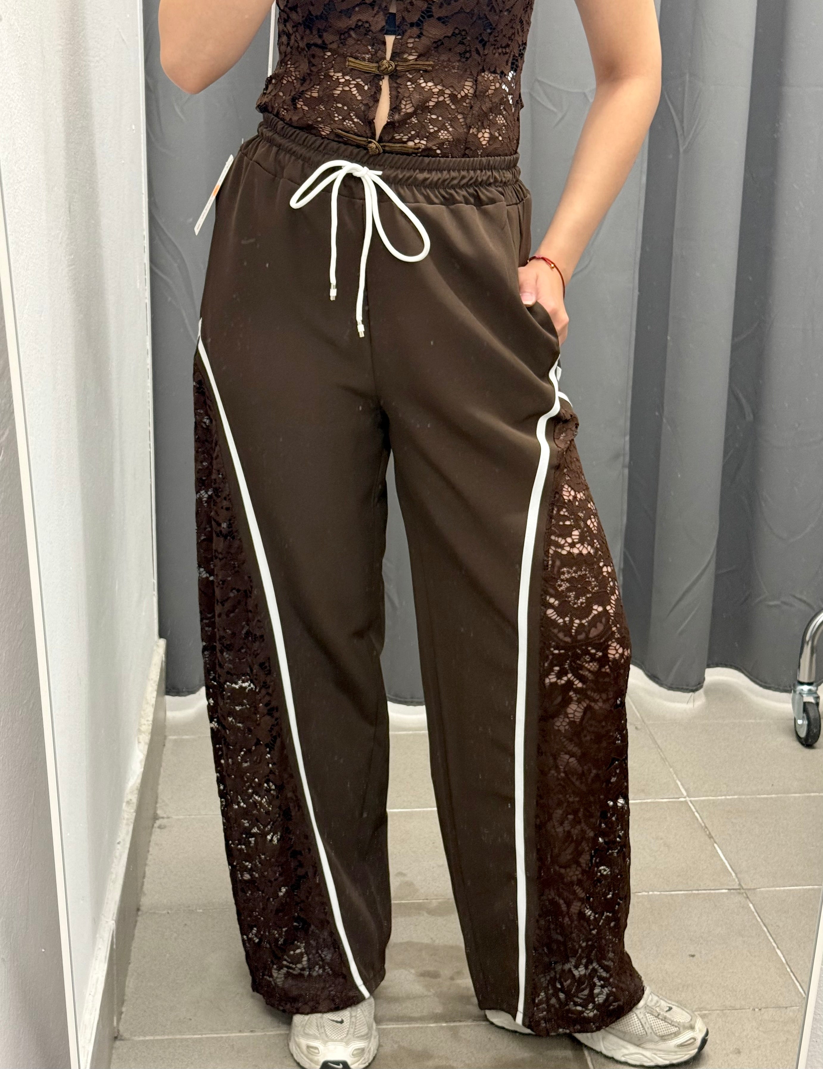 Pantaloni balloon con taglio in pizzo FGD MODA