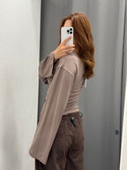 Maglietta In Cotone A Maniche Larghe Con Arricciatura Laterale JUST WEST FGD MODA