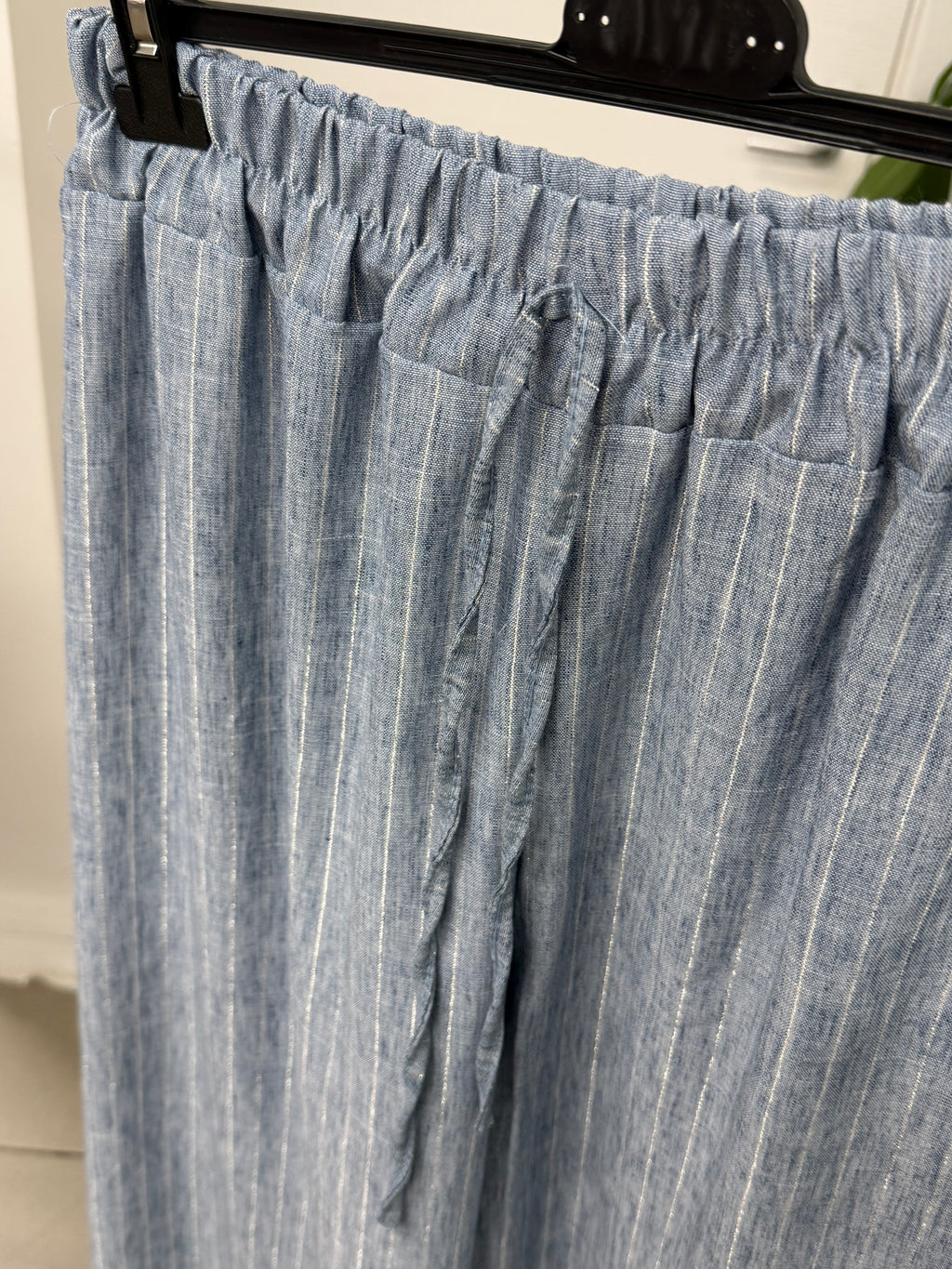Pantaloni in viscosa a palazzo gessato con lurex per taglie curvy FGD MODA