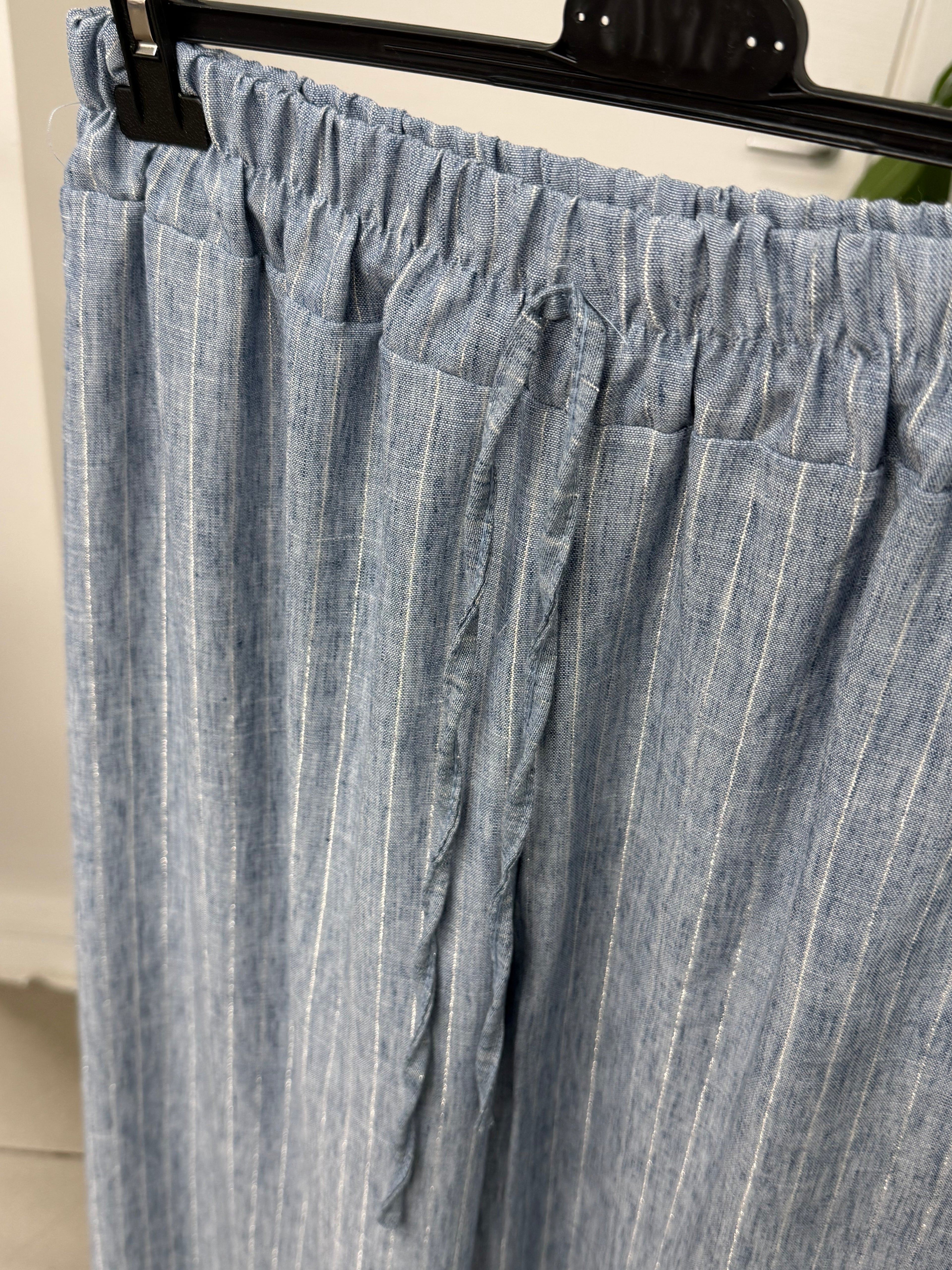 Pantaloni in viscosa a palazzo gessato con lurex per taglie curvy FGD MODA