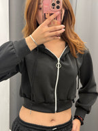 Felpa Crop Con Zip E Cappuccio FGD MODA