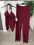 Set coordinato Top e Pantaloni a palazzo tinta unita FGD MODA