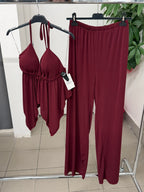 Set coordinato Top e Pantaloni a palazzo tinta unita FGD MODA