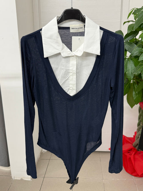 Body semitrasparente con finta camicia FGD MODA