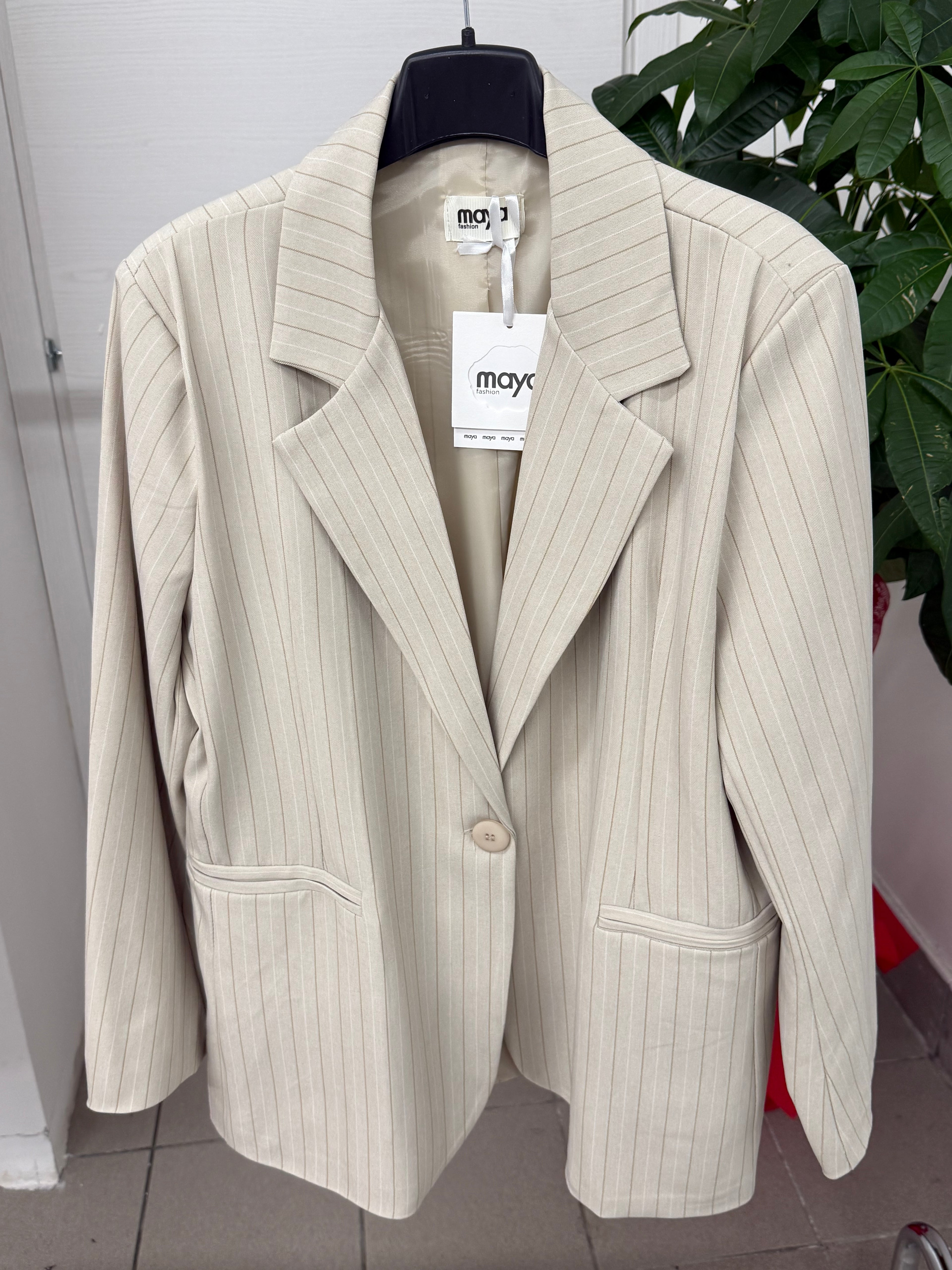 Giacca Blazer a righe con tasche