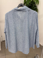 Camicia in viscosa gessato con lurex per taglie curvy FGD MODA