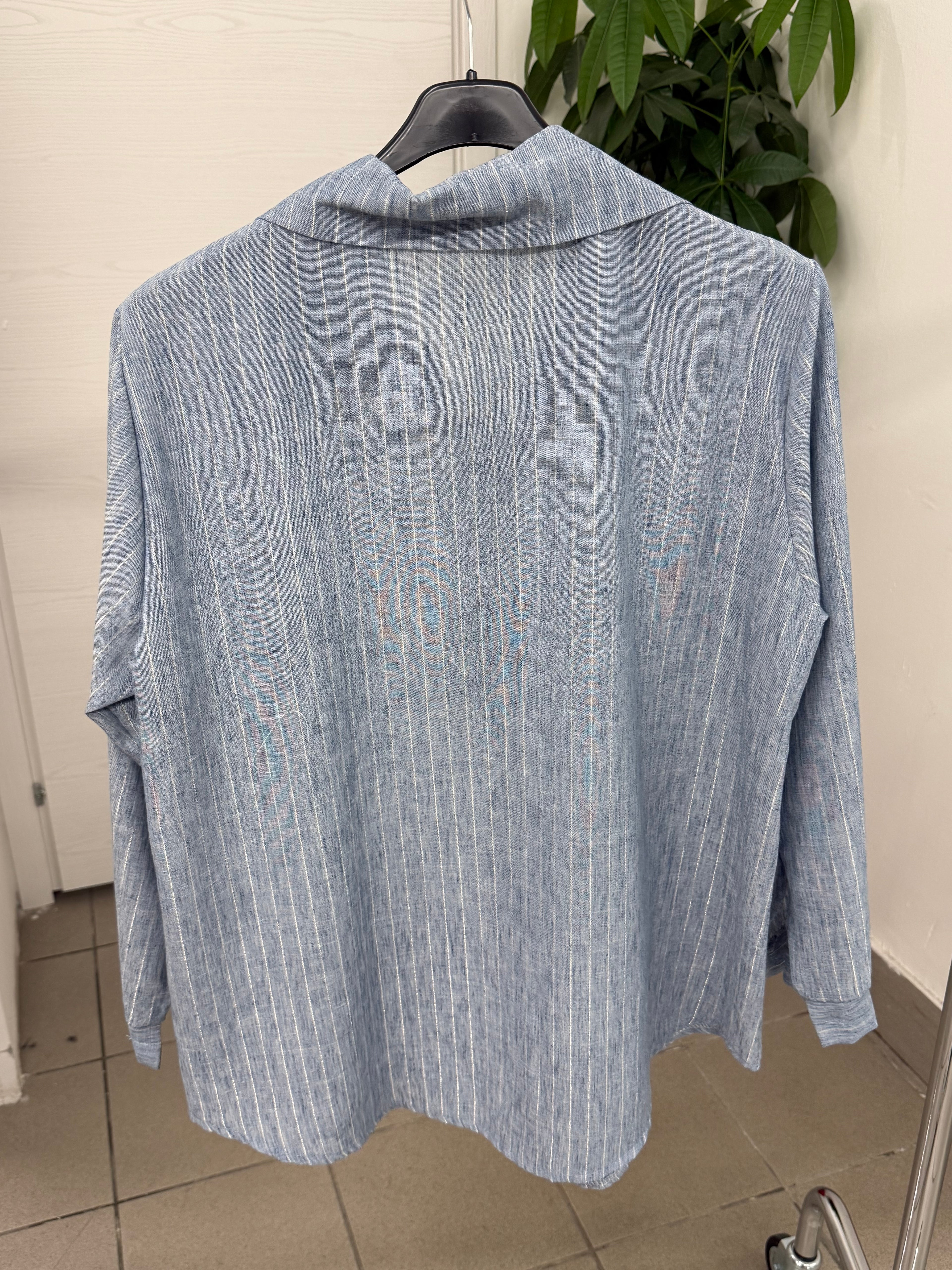 Camicia in viscosa gessato con lurex per taglie curvy FGD MODA