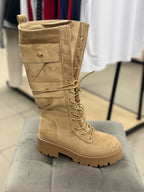 Stivali Alti In Camoscio Con Gambale A Imbuto Con Lacci MS1652 FGD MODA