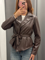 Giacca In Ecopelle Con Cinta FGD MODA