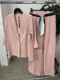 Set coordinato in viscosa Giacca blazer e Pantaloni a palazzo con cinta a foulard FGD MODA