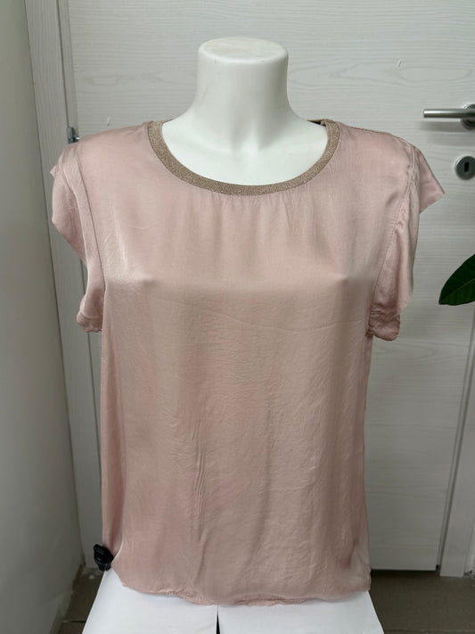 Maglietta maniche corte tinta unita con colletto lurex FGD MODA