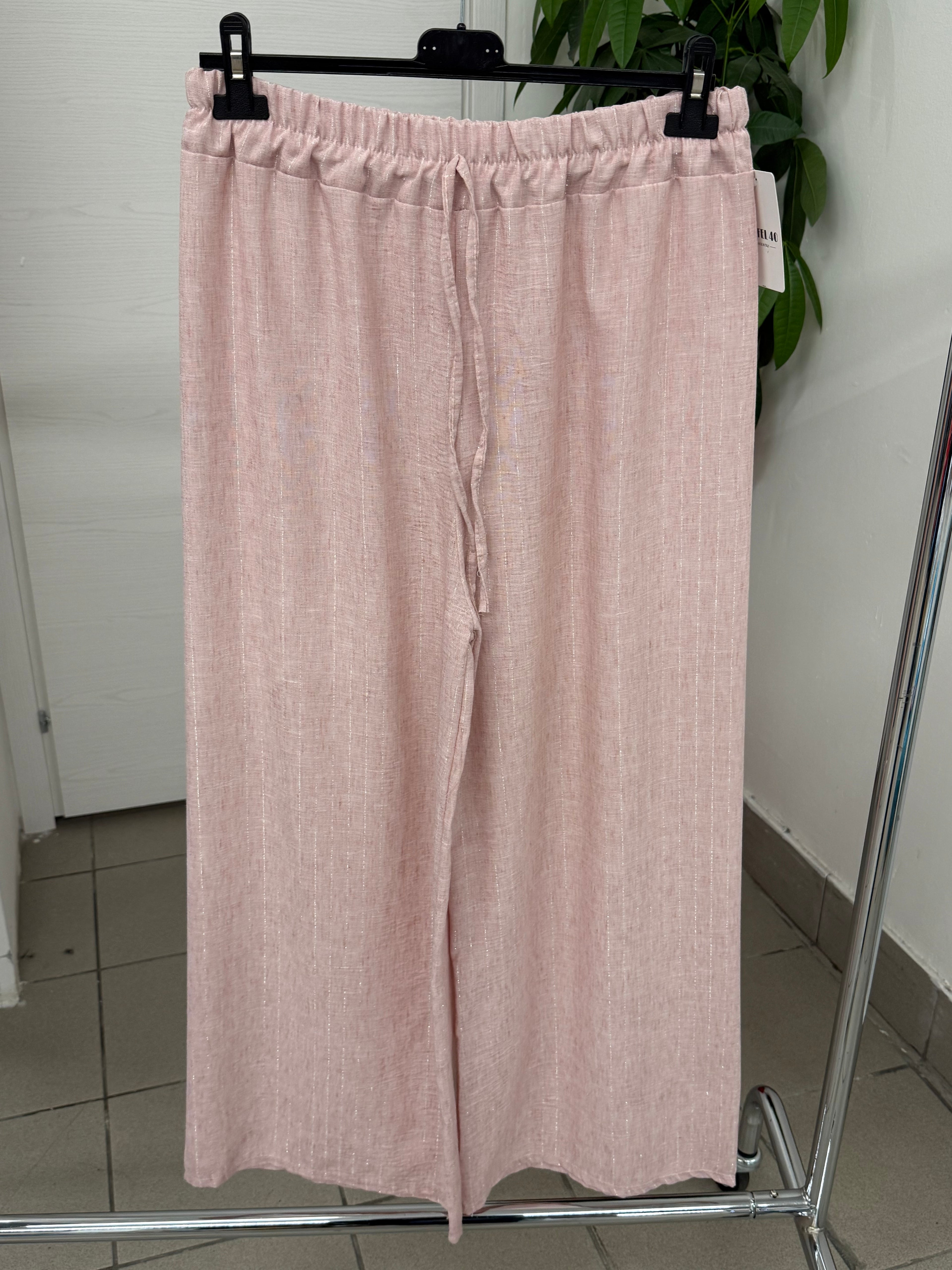 Pantaloni in viscosa a palazzo gessato con lurex per taglie curvy FGD MODA