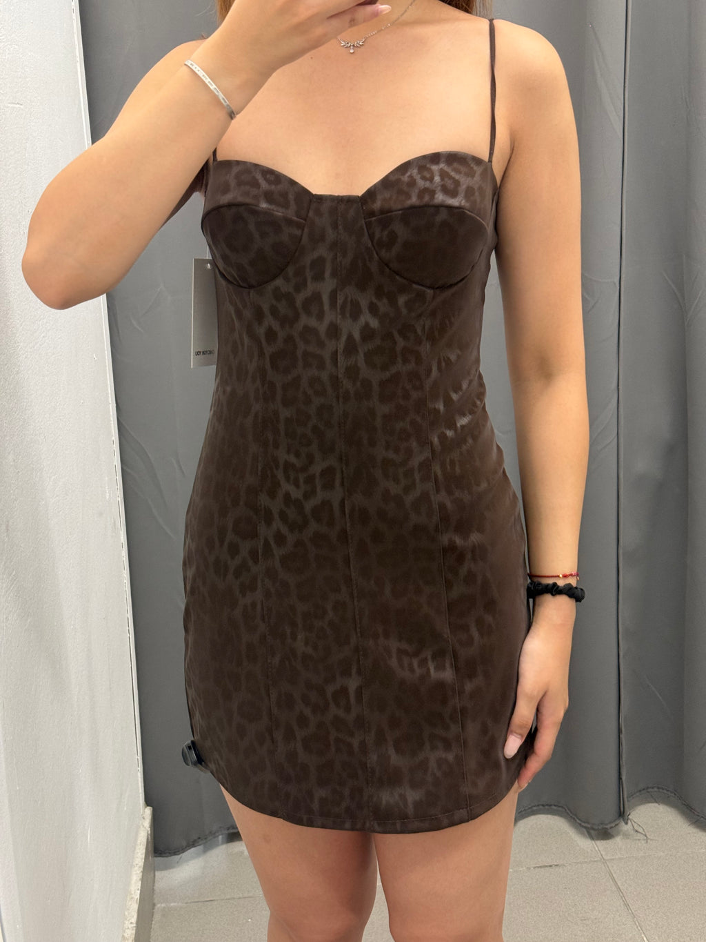 Abito Corto Leopardato Con Spalline Regolabili FGD MODA