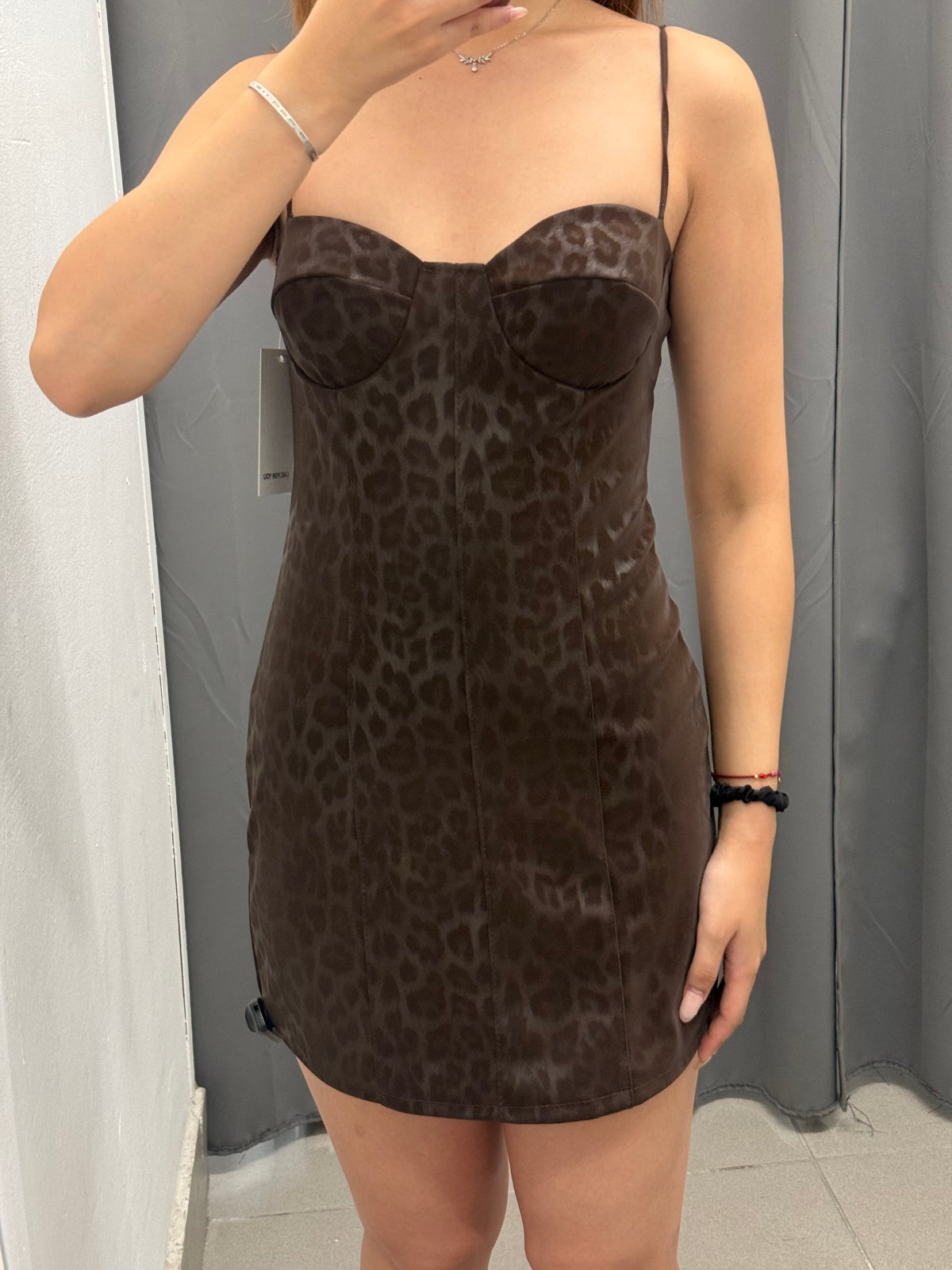 Abito Corto Leopardato Con Spalline Regolabili FGD MODA