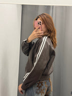 Giacca Bomber In Ecopelle Con Strisce Laterali FGD MODA