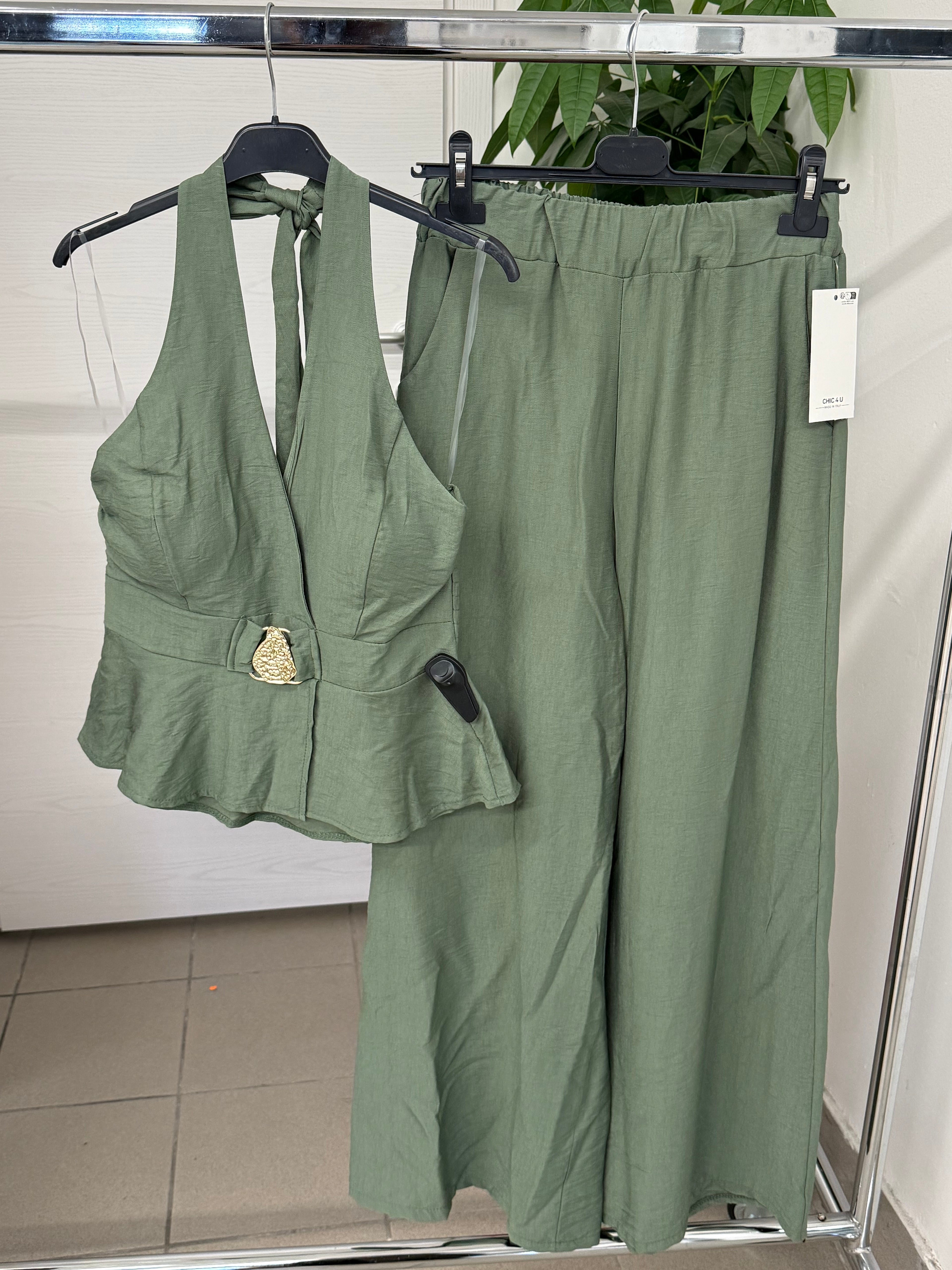 Set coordinato Top con laccio e Pantaloni a gamba larga FGD MODA