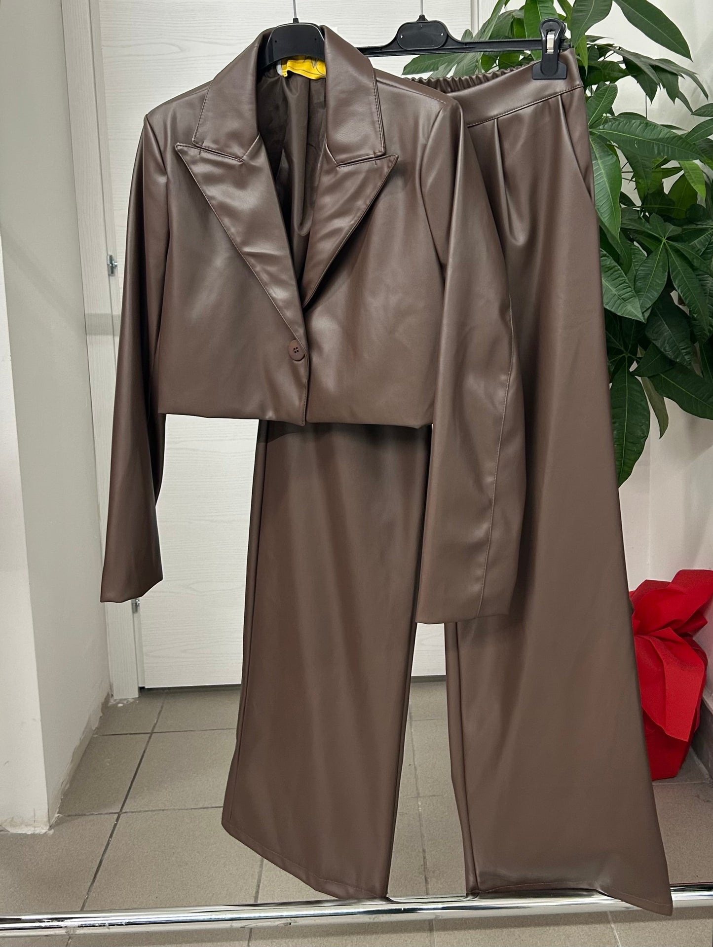 Set coordinato in pelle Giacca e Pantaloni